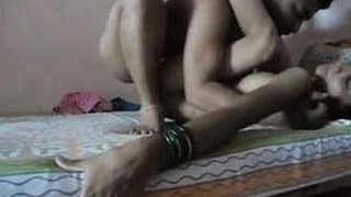 A powerful man engages in sexual activity with a slender woman, exploring various positions