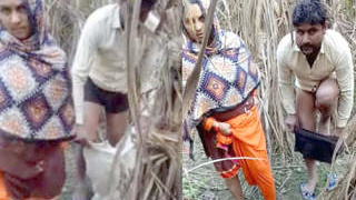 A woman and man get caught having outdoor sex during the day