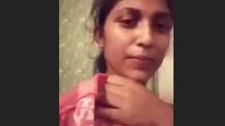 A stunning girl overcomes her shyness with her lover