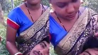 Passionate Indian couple shares romantic moments in the park