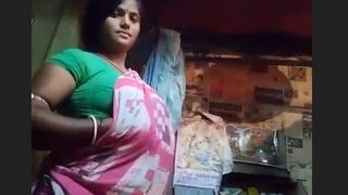 Boudi from the village displays her large breasts