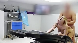 Doctor love fucks his patient while her husband is outside