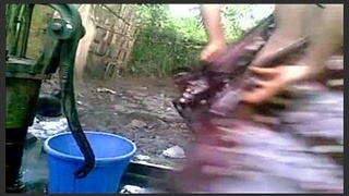 Anushka's open-air shower adventure in the great outdoors