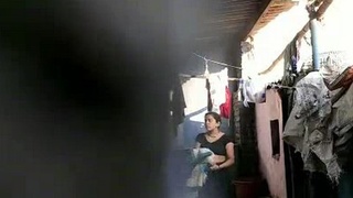 Indian neighbor's sister records herself bathing