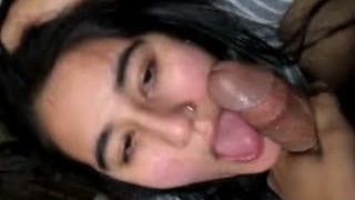 NRI girl pleasures herself with her mouth and hands