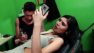 BANG Confessions Busty Asian Brenna climax getting a tattoo