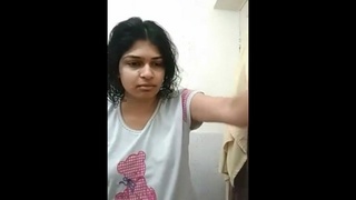 A young and lovely Desi girl records her own intimate video