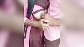 Teacher showing off her boobs in the open air. Desi xxx mms