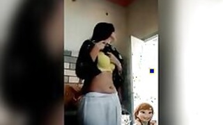 Girl exposes her tits and ass in front of her lover Desi in XXX video