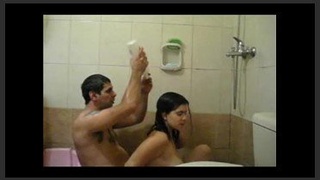 Chubby wife enjoys rough sex with husband in the shower
