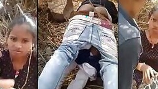 Desi mms clip of Indian village lovers caught fucking outdoors on the ground