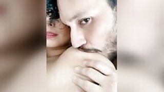 Hot Desi XXX slut sucks her sexy big tits to guy on camera MMS