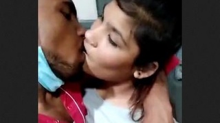Romantic couple kissing