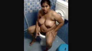 Indian aunty's intimate moment in the bathroom captured on camera
