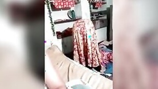 Desi sex movie scene in which the abode wife undresses and prepares for a precious fuck