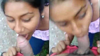 A college girl from Nagpur, Munni, gives oral pleasure to her senior in a public setting.