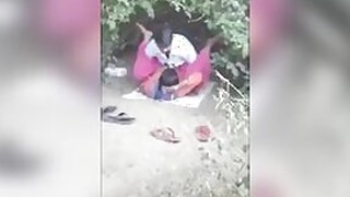 Tamil couple outdoors in jungle caught on hidden camera, desi sex mms