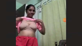 Indian aunty flaunts her large breasts