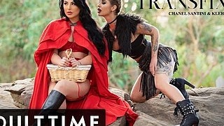 Chanel Santini and Kleio Valentien in a captivating adult film featuring a transsexual performer