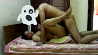 Indian wife and her spouse engage in intimate activities