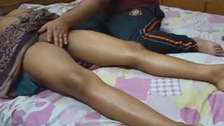Sensual saree-clad Sudha Anniversary gets a soothing massage