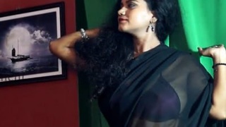 Sensual saree styles in bold black color