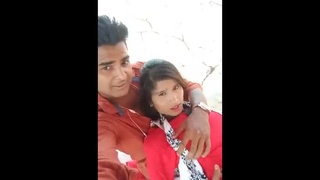 Indian couple indulges in outdoor passion with breast fondling and intimate kissing, all captured in vivid audio
